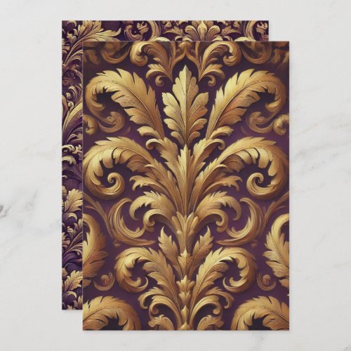 Printable Purple &amp; Gold Victorian Acanthus Invitation