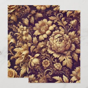 Printable Purple & Gold Victorian Floral Pattern Invitation