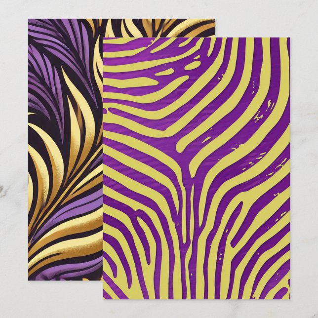 Printable Purple & Gold Zebra Stripe Scrapbook Invitation (Front/Back)
