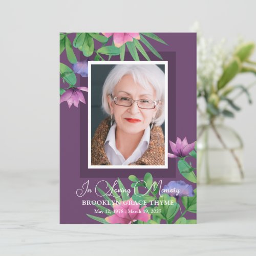 Printable Purple Photo Celebration of Life Program