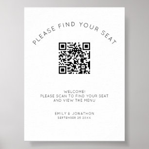 Printable QR Code Seating Chart Black and White