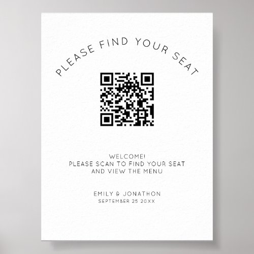 Printable QR Code Seating Chart Black and White