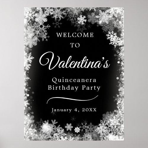 Printable Quinceanera Birthday Snowflake Welcome Poster