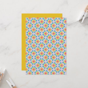 Printable Rainbow Floral Deco Fans Scrapbook Paper Invitation