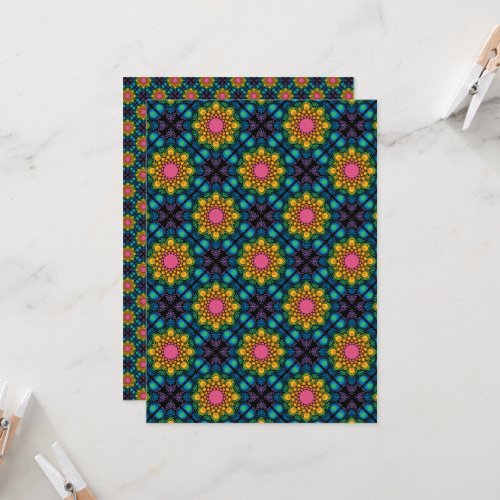 Printable Rainbow Mandala Tiled Scrapbook Paper Invitation