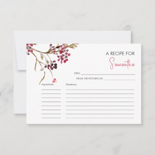 Printable Recipe Cards Watercolor Berries