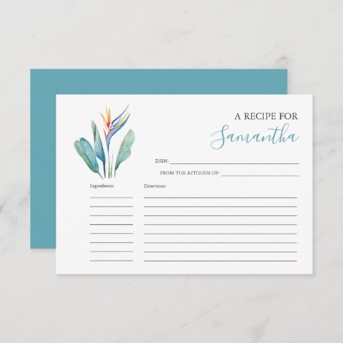 Printable Recipe Cards Watercolor Flowers