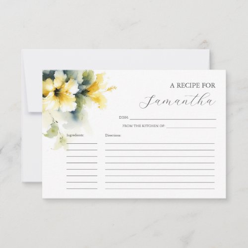 Printable Recipe Cards Watercolor Flowers