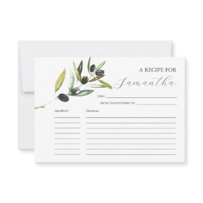 Printable Recipe Cards Watercolor Olive Branch