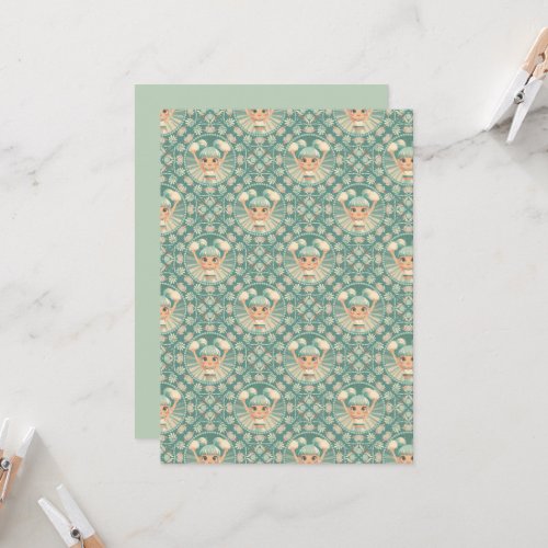 Printable Retro Sage Sand Cheerleader Mandala Tile Invitation