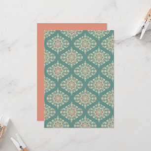 Printable Retro Sage & Sand Ornate Mandala Damask Invitation