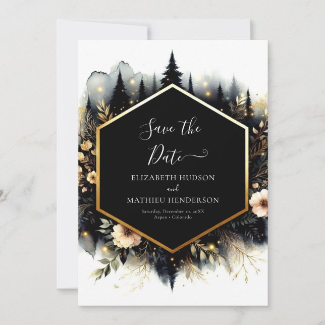 Printable Romance Enchanted Forest Wedding Save The Date (Front)