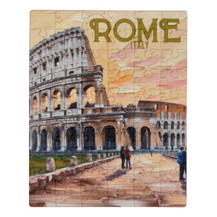 Printable Rome Italy Colosseum Travel Art Vintage Jigsaw Puzzle