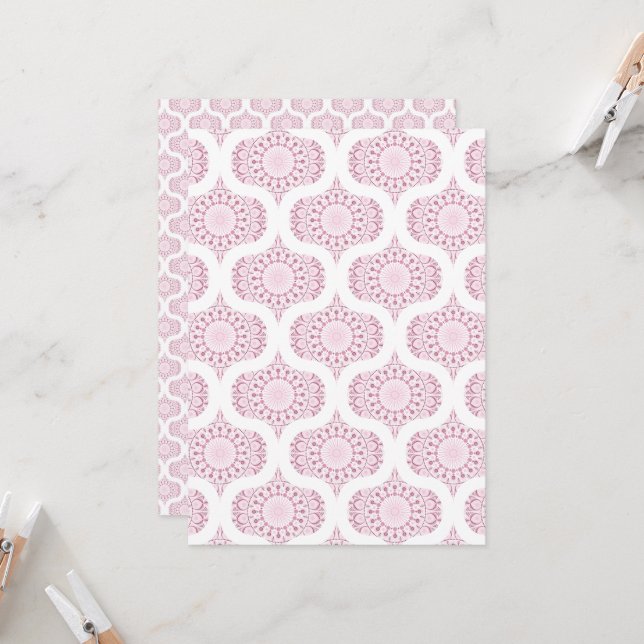 Printable Rose Confetti Lace Retro Scrapbook Paper Invitation (Front/Back In Situ)