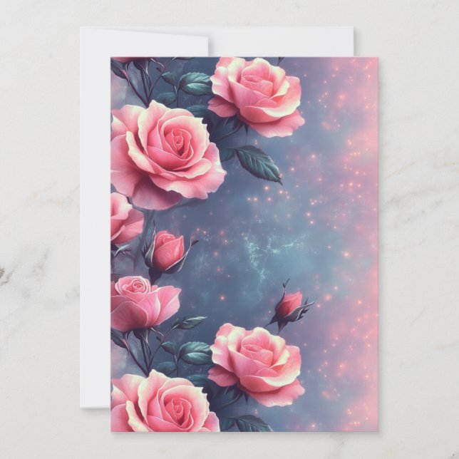 Printable Rose Galaxy Background – Digital Card  (Front)
