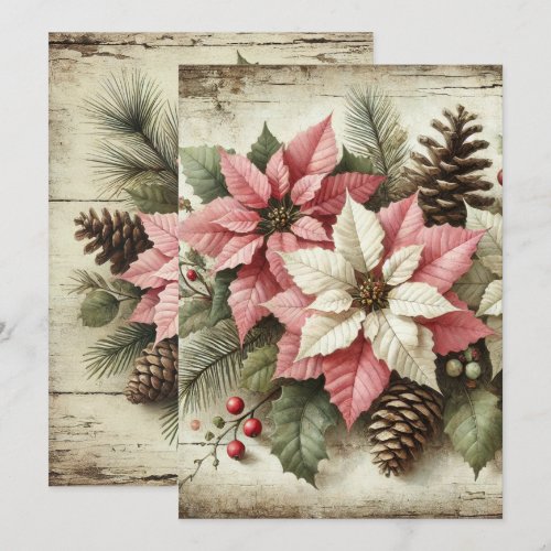 Printable Rustic Watercolor Winter Poinsettia Invitation
