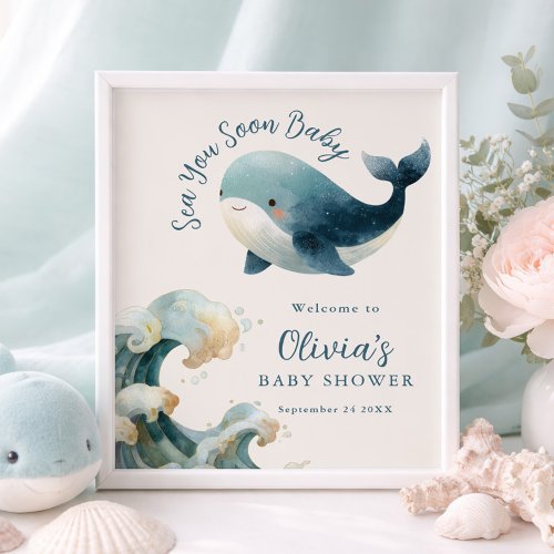 Printable Sea You Soon Whale Baby Shower Ivory