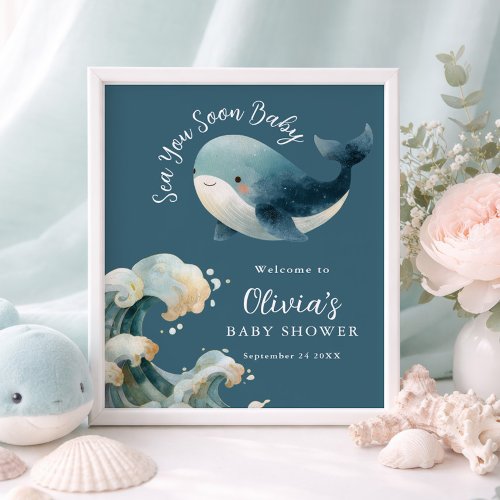 Printable Sea You Soon Whale Baby Shower Turquoise