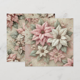 Printable Shabby Chic Fabric Poinsettia Scrapbook Invitation