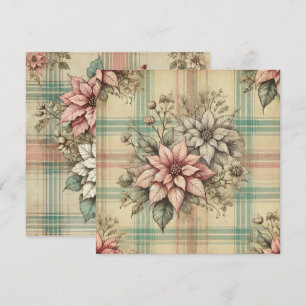 Printable Shabby Chic Plaid Poinsettias Scrapbook Invitation