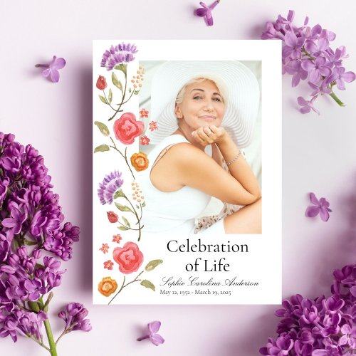 Printable Side Floral Celebration of Life Program