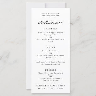 Printable Simple Any Color Script Wedding Menu