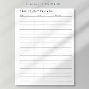 printable simple modern appointment tracker        poster