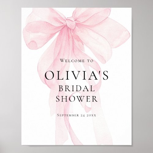 Printable Soft Pink Bow Welcome Bridal Shower Poster