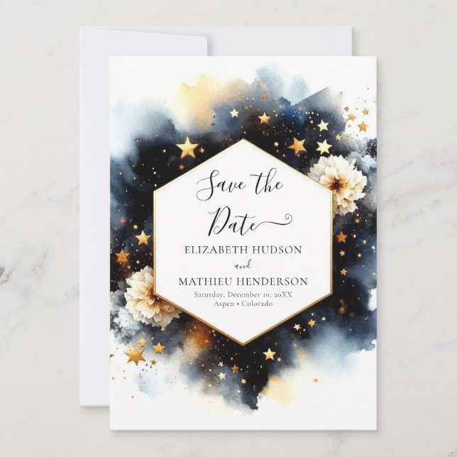 Printable Space Celestial Wedding Save The Date (Front)