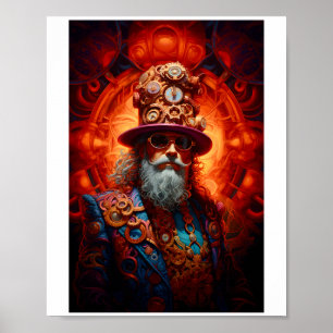 Printable Steampunk Hippy Male Faux Ink 034 Poster