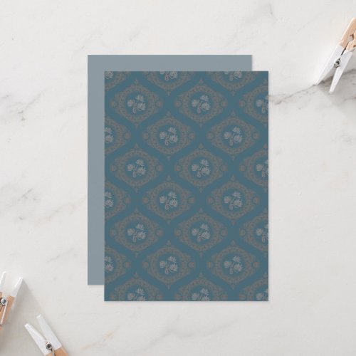 Printable Teal Tapestry Rococo Mandala Ogee Damask Invitation