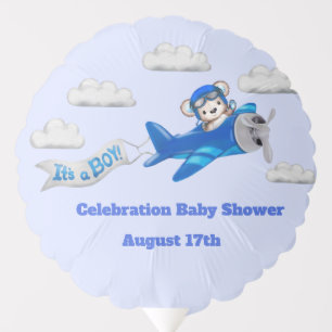 Printable Teedy Bear Blue Sky Baby Boy Shower Balloon