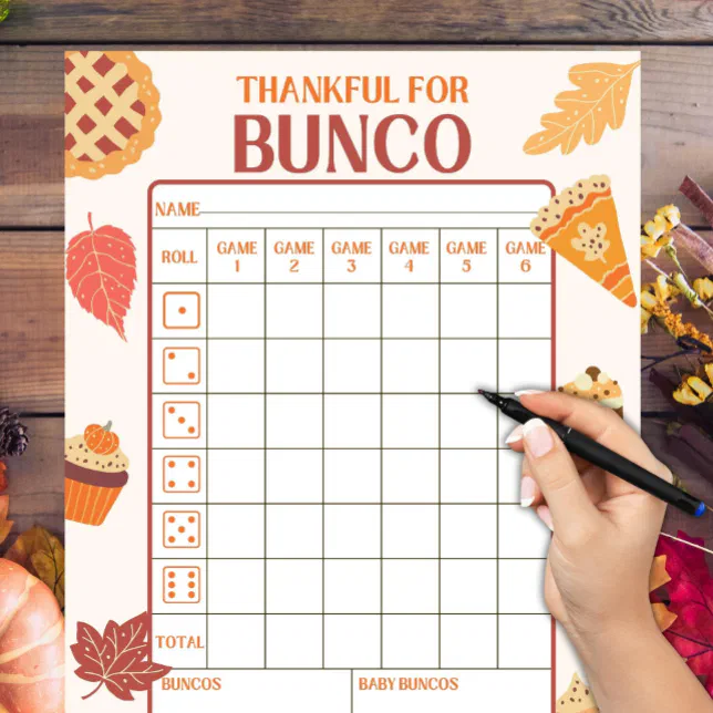 Printable Thanksgiving Bunco Score Cards Sheets | Zazzle