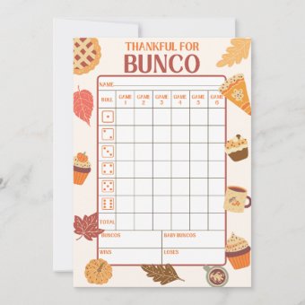 Printable Thanksgiving Bunco Score Cards Sheets | Zazzle