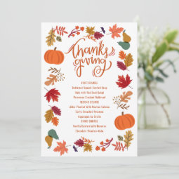 Printable Thanksgiving Menu Invitation | Zazzle