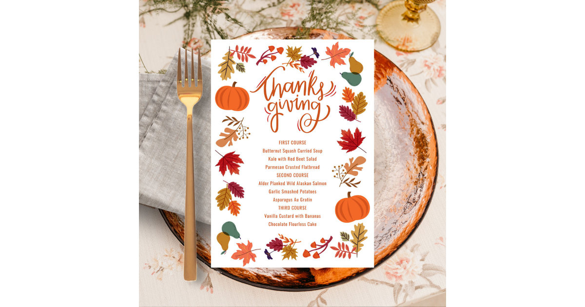 Printable Thanksgiving Menu Invitation | Zazzle