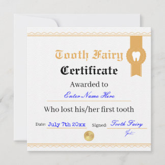 Printable Tooth Fairy Certificate Template