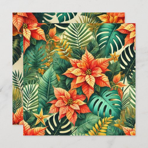 Printable Tropical Christmas Poinsettia Scrapbook Invitation