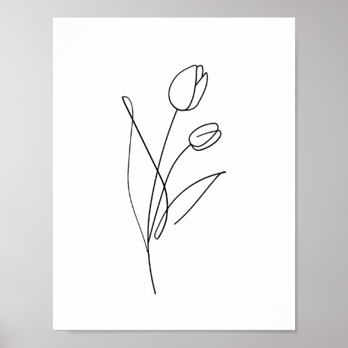 Printable Tulip Line Drawing minimal art floral Poster