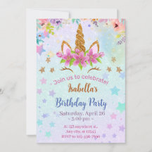 Printable Unicorn Birthday Invitation Template,