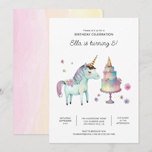 Printable Unicorn Birthday Party Invitations | Zazzle