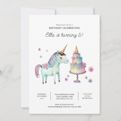 Printable Unicorn Birthday Party Invitations
