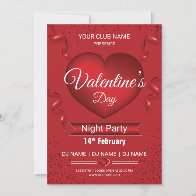 Printable Valentines Party Flyer Template (Front)