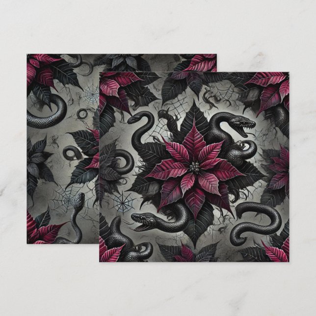 Printable Venomous Poinsettia Blooms Scrapbook Invitation (Front/Back)