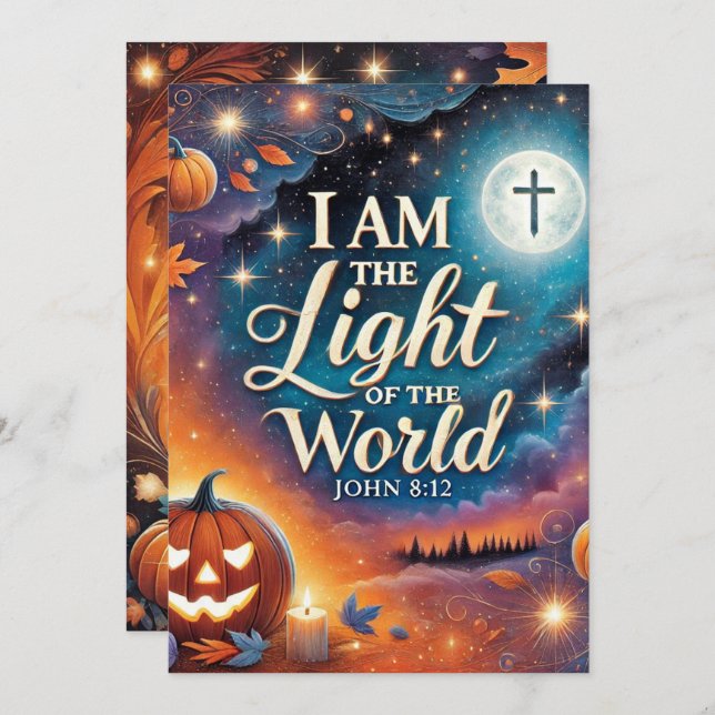 Printable Vibrant Christian Halloween Scripture Invitation (Front/Back)