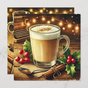 Printable Vintage Christmas Drink Eggnog Latte Invitation