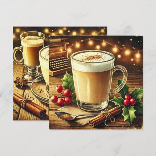 Printable Vintage Christmas Drink Eggnog Latte Invitation