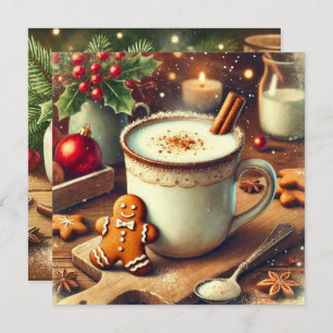 Printable Vintage Christmas Gingerbread Hot Milk Invitation