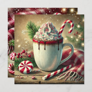 Printable Vintage Christmas Peppermint Mocha Invitation