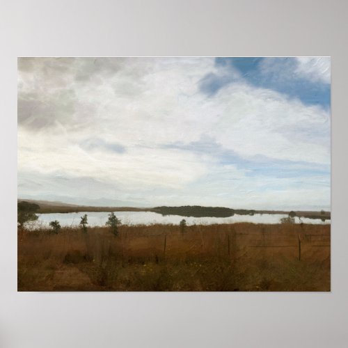Printable vintage country landscape oil painting  poster